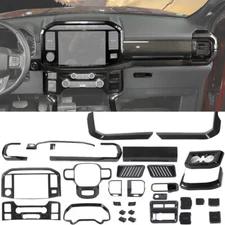 30x Interior Full Decor Kit Center Cover Trim Set For Ford F150 21+ Carbon Fiber