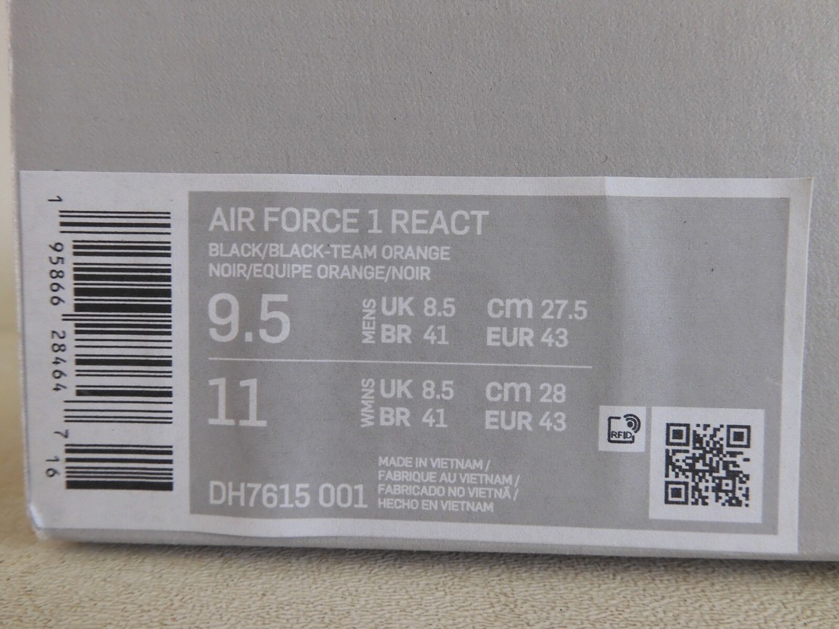 Air Force Nike Box Qr Code NIKE AIR FORCE REACT BLACK-BLACK-TEAM