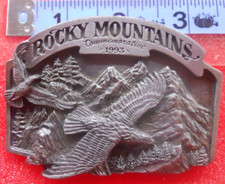 Vintage 1993 The Rocky Mountains Commemorative Belt Buckle