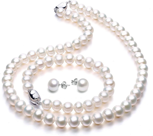 Freshwater Cultured Pearl Necklace Jewellery Sets Wedding for Women - Picture 3 of 12