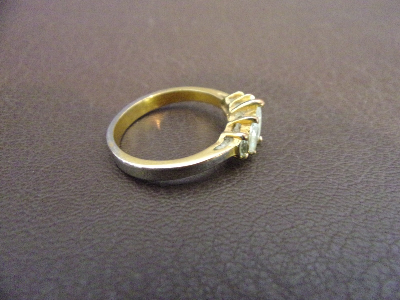 Gold Tone Fashion Ring With White Stones Size 9 eBay