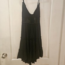 Forever 21 black mini dress size S Small crocheted top and tiered flare bottom