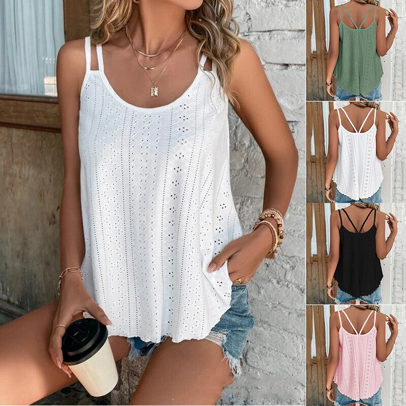 Canottiera Corta Donna Girocollo, Crop Top Morbido In Misto Cotone Per Estate E Tempo Libero - 2