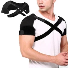 Double Shoulder Brace Torn Rotator Cuff Pain Relief Support Sleeve Adjustable UR