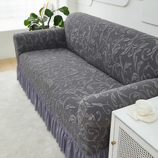 Essential Twill Ruffled Sofa Slipcovers One-Piece Sofa Cover w/ Washable Cover