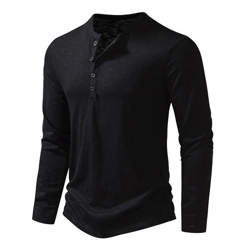 Men T Shirts Long Sleeve T-shirt Mens Henley Neck Daily Wear Casual Basic Top AU - Picture 15 of 41