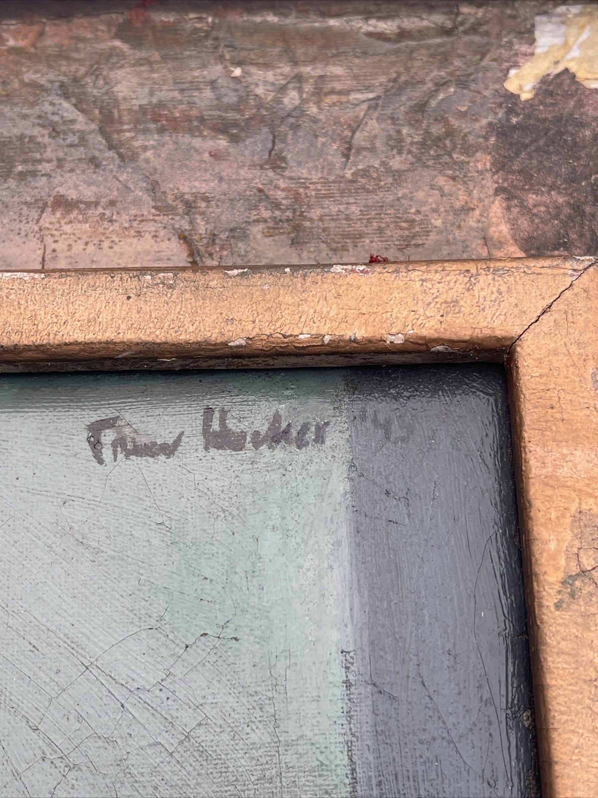 TREW HOCKER PAINTING ANTIQUE WPA ERA PORTRAIT MUSICIAN MANODLIN MODERNISM LISTED