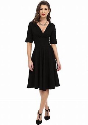 Unique Vintage Delores Black Swing Dress Sz XL 14 Retro 1950s Kentucky Derby  | eBay