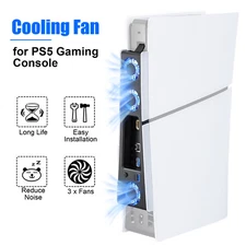 Cooling Fan for PS5 Slim Console External Cooler w/ Quiet Dual-Speed USB 3.0Port