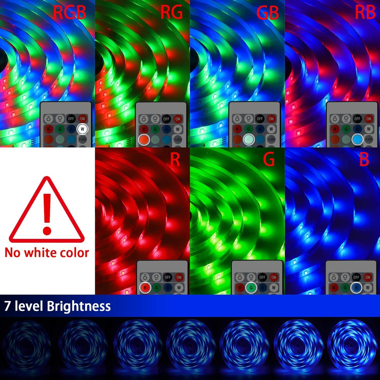 Bande lumineuse LED RGB 5050 de 1 à 20 m avec télécommande infrarouge 5 V, changement de couleur, Royaume-Uni_voghion.com