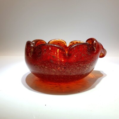 Rubinrotes Aventuringlas Schale/Aschenbecher. Murano.