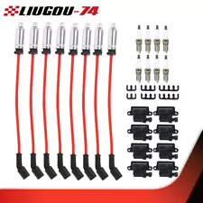 8Pcs Square Ignition Coil & Spark Plug Wire Fit For Chevy GMC 4.8L 5.3L 6.0L New