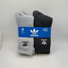 Adidas Crew Socks 6 Pack Grey Onix Grey Black Size Medium Men 5-8 Women 5-10 NEW