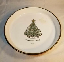 Christmas Corning Ware 2000 Employee Gift Vintage French White Gold Trim 