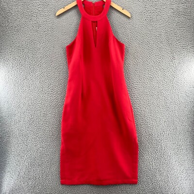 red halter dress knee length Falon Halter Bow Neck Mini Dress Red
