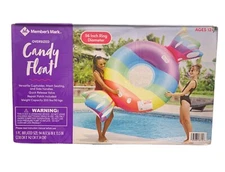 Members Mark Oversized Pool Float Candy Design 56in Cupholder Mesh Seat Handles