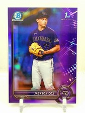 NON AUTO 2022 Bowman Chrome 1st Jackson Cox Purple Refractor 185/250 ROOKIE RC