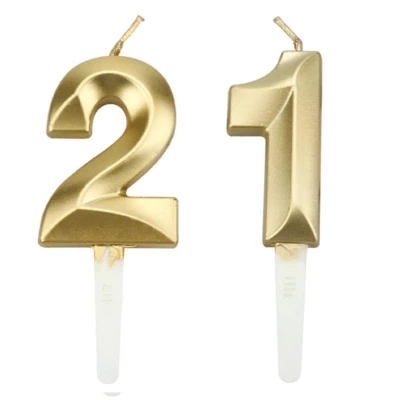ANNIVERSARY HOUSE Birthday Candle Gold Number 21 BIG 13cm 21st Party Cake Decoration Anniversary