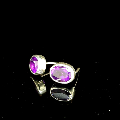 9ct White Gold Natural Amethyst Oval Stud Earrings 3.00ct Studs British Made - Video 1 of 1