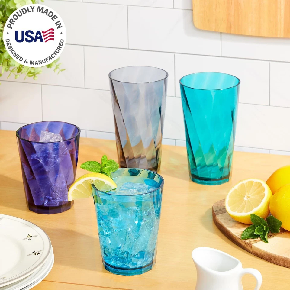 US Acrylic Optix Plastic 16 Piece Assortment, blue, gray, teal, violet Foto 3 de 4