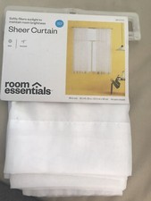 room essentials sheer white voile rod pocket curtain panel W. 60" L. 63"