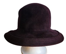 Vintage Eric Javits New York Bowler Derby Wool Hat Dark Purple