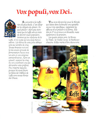 Werbung Advertising 0423 1985 Bier Abtei Leffe vox populi