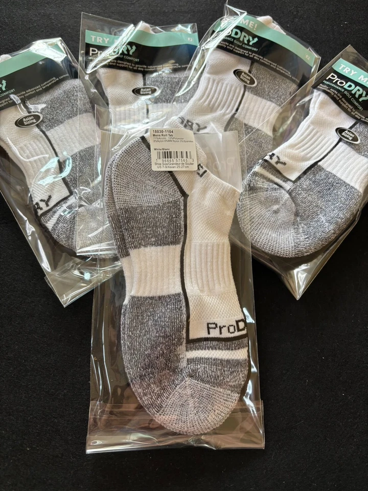 5 Pairs Footjoy Men's Sock Roll Tab White Black Shoe Size US 7-9 Asian 25-27 cm. - Image 2 of 4