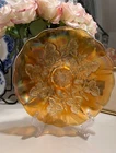 Antique Marigold Millersburg Carnival Glass Blackberry Wreath Ruffled Edge Bowl
