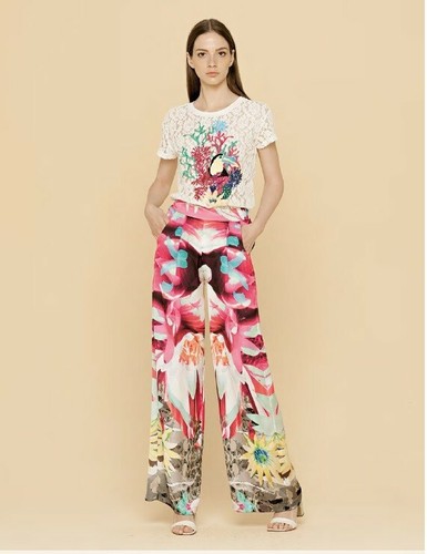 PANTALONI DONNA FRACOMINA MULTICOLOR LARGHI E VITA ALTA. TAGLIA 44 | eBay