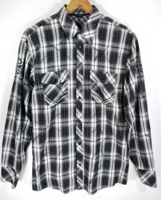 Chemise Homme Roar - Gris à Carreaux, Brodée, Manches Longues - Taille XL - Occasion Très Bon état