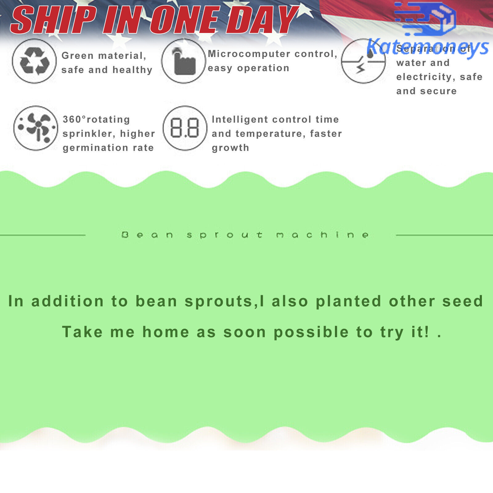 2-Layer Bean Sprouts Machine Large Capacity Automatic Bean Sprouter Grow Tool US