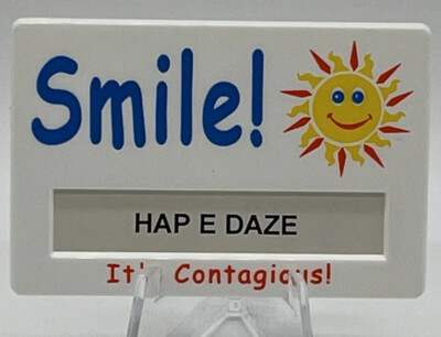 Usaタカ*Smile Vintage Smile Hap E Daze Pinback Button 3” by 2” Name Tag Style | eBay