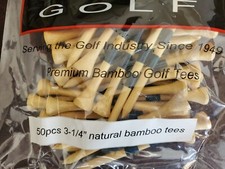NEW 50 Pcs 3-1/4" Wood/Navy Striped Premium Bamboo Tee Golf Tees     