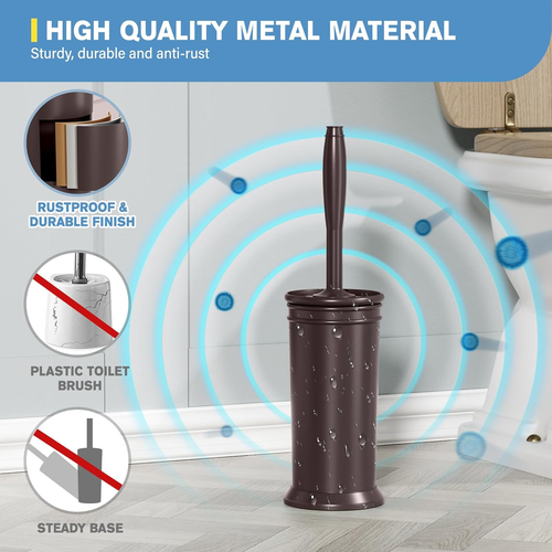 Toilet Brush, Metal Toilet Brush and Holder Set with Extra Long Handle Durable B - Picture 2 of 8