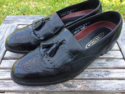 Florsheim Mens Sz 9.5 D Black Leather Wing Tip Loafers  display picture 1