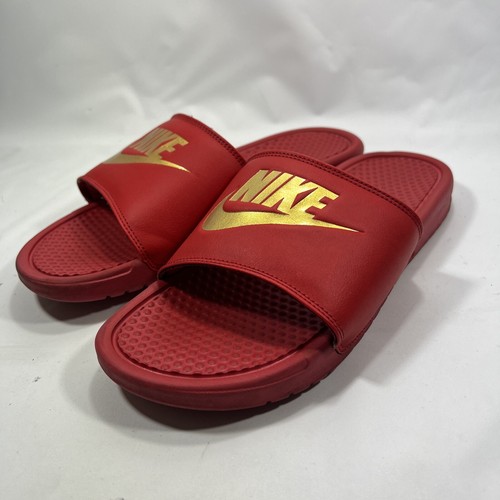 Men's Nike Benassi JDI Red/Gold Slide 
