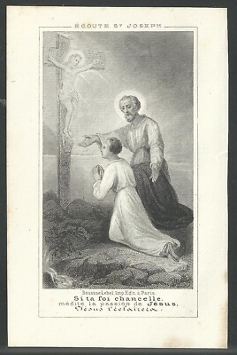 Estampa grabado antiguo de San Jose image pieuse santino holy card