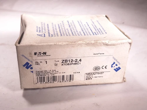 EATON MOELLER ZB12-2,4 OVERLOAD RELAY 1.6-2.4A XTOB2P4BC1 278437 - 4 AVAILABLE