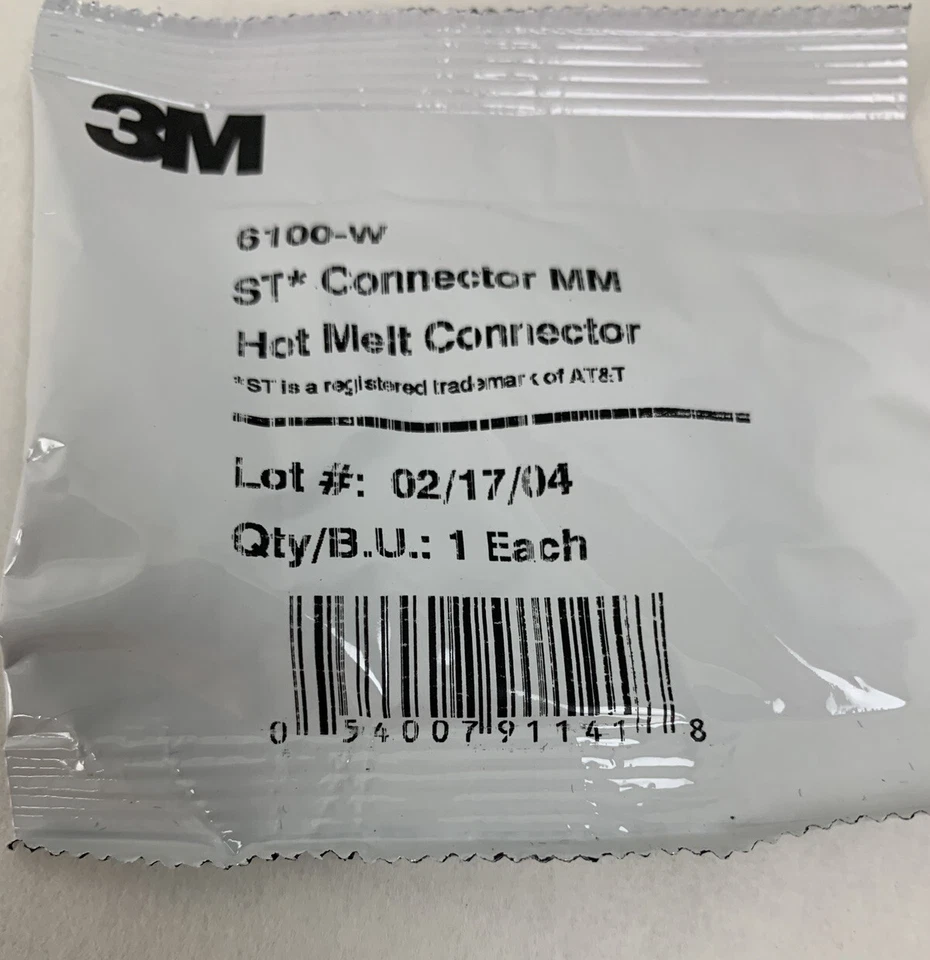 Conector de fibra recubierto Hot Melt ST MM 3M 6100-W nuevo lote de 35 Foto 3 de 4