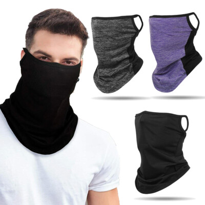 Cooling Ice Silk Face Mask with Ear Hanger Non-slip Breathable Neck Gaiter Scarf