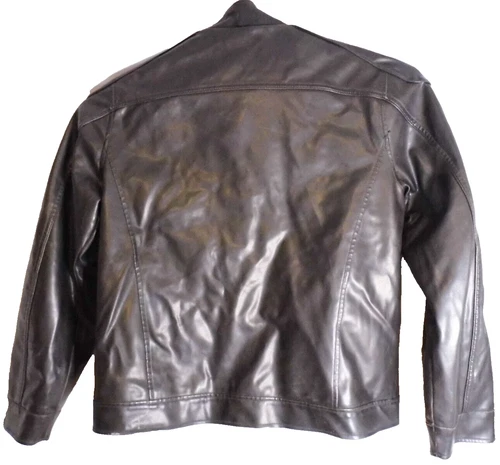 Coat Vintage  Decoded Black Vegan Leather Men's Jacket Lined Biker style Large image 10