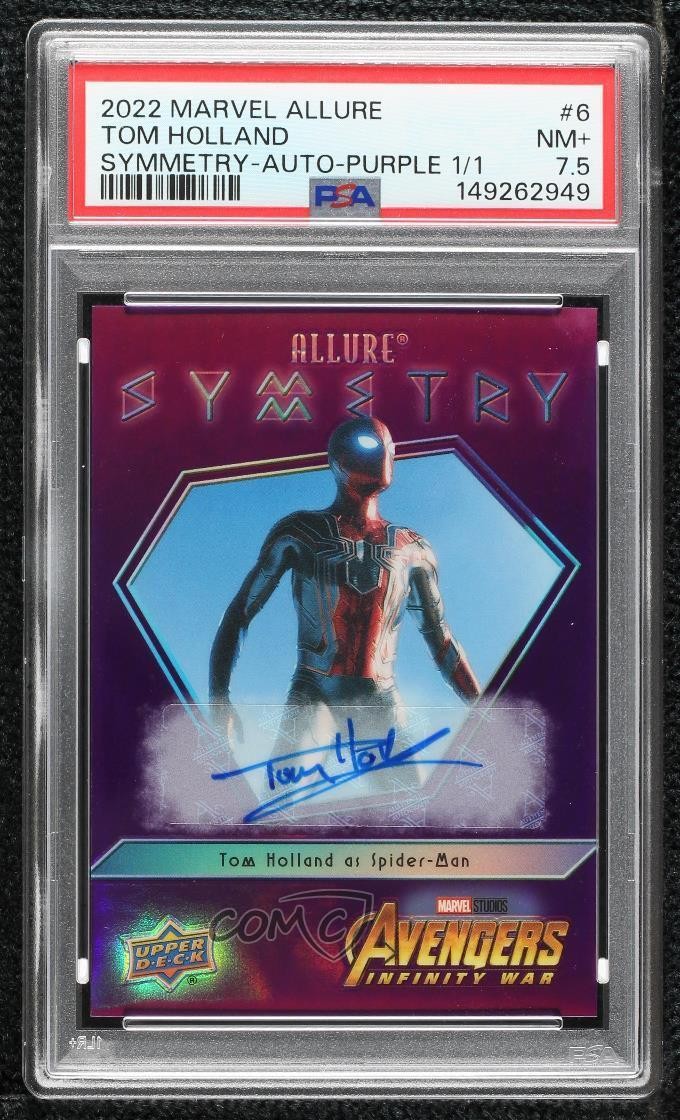 2022 Marvel Allure Symmetry Purple 1/1 Tom Holland as Spider-Man #6 Auto x5c view 1