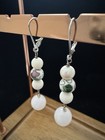 Sterling Silver Pearl & Rose Quartz Beaded Cloisonne Dangle Earrings — photo 3