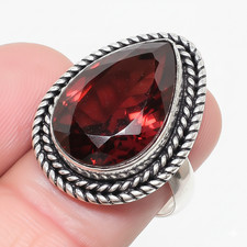 Red Garnet Gemstone 925 Sterling Silver Jewelry All Size Ring For Gift