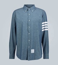 NWT 700 Thom Browne Size 5 Chambray Button Down 4-bar Shirt. Yours For 