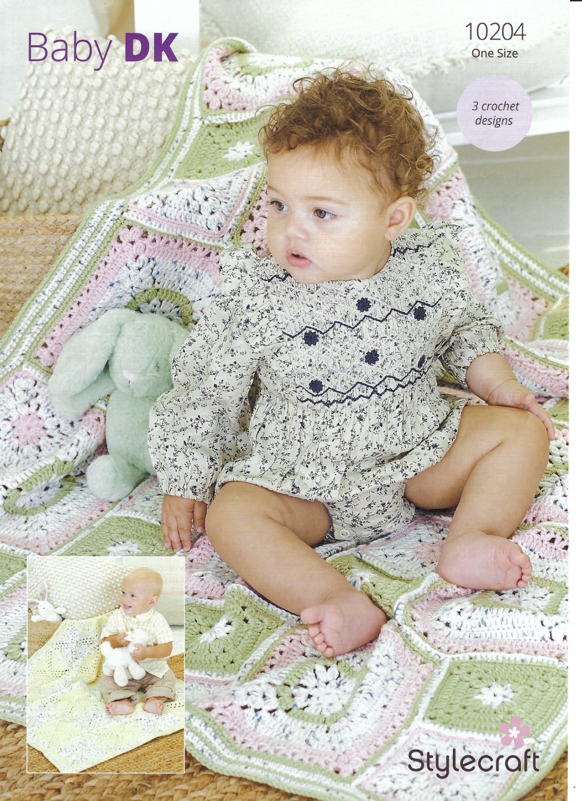 Stylecraft Baby DK Crochet Pattern - 10204 Crochet Baby Blankets (3 Designs)