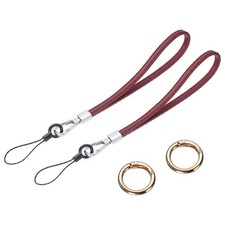 2 Pcs Leather Wristlet Strap Wrist Lanyard for Cellphone Keychain Burgundy 