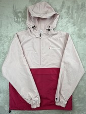 Champion Windbreaker Pink/Red Size S Half Zip Stained Sleeves