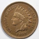 1907 Indian Head Penny Cent Extremely Fine+ (XF+) (Cleaned)